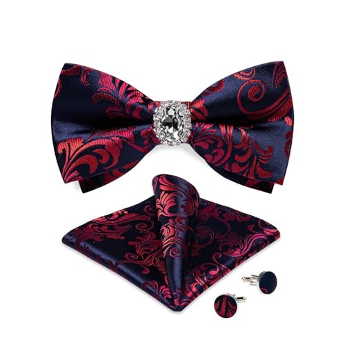 Herren-Krawatten- und Manschettenknöpfe-Set, hochwertige Seidenkrawatte mit Einstecktuch und Manschettenknöpfen, elegantes Herren-Accessoire-Geschenkset for formelle Hochzeiten und Business, klassisch von KCHYCV