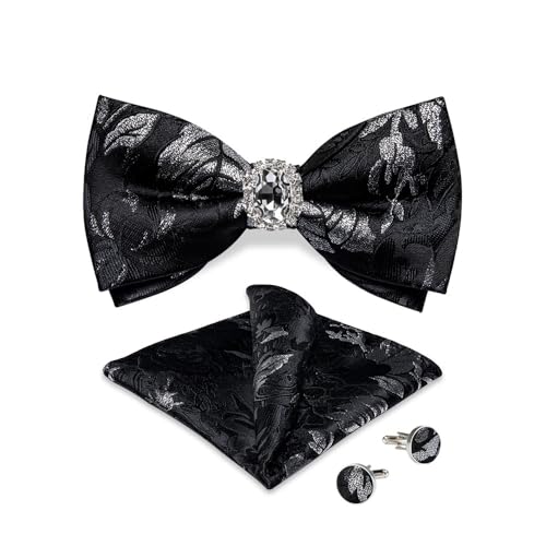 Herren-Krawatten- und Manschettenknöpfe-Set, hochwertige Seidenkrawatte mit Einstecktuch und Manschettenknöpfen, elegantes Herren-Accessoire-Geschenkset for formelle Hochzeiten und Business, klassisch von KCHYCV
