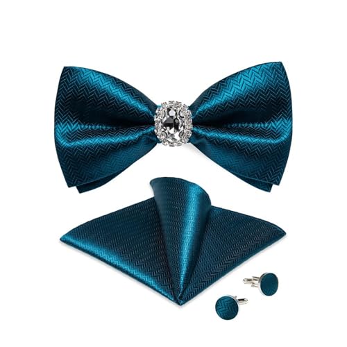 Herren-Krawatten- und Manschettenknöpfe-Set, hochwertige Seidenkrawatte mit Einstecktuch und Manschettenknöpfen, elegantes Herren-Accessoire-Geschenkset for formelle Hochzeiten und Business, klassisch von KCHYCV