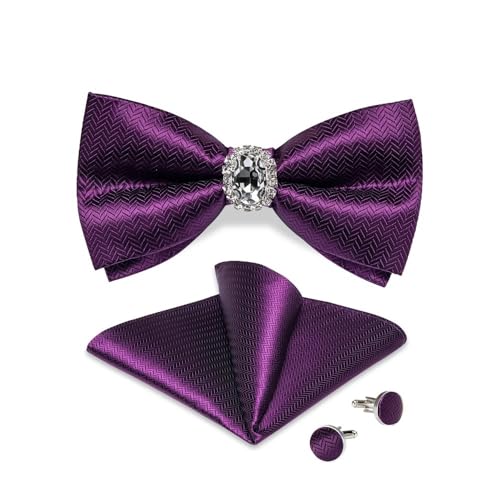 Herren-Krawatten- und Manschettenknöpfe-Set, hochwertige Seidenkrawatte mit Einstecktuch und Manschettenknöpfen, elegantes Herren-Accessoire-Geschenkset for formelle Hochzeiten und Business, klassisch von KCHYCV