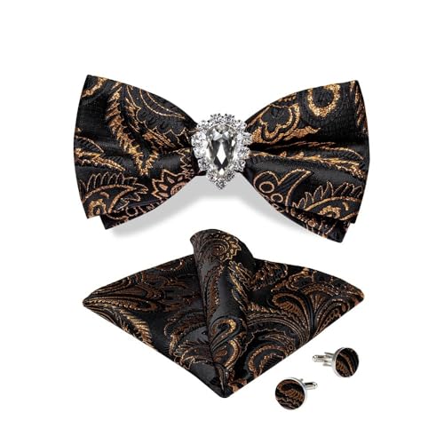 KCHYCV Men's Tie & Cufflinks Set Premium Silk Tie with Pocket Square & Cufflinks Elegant Mens Accessories Gift Set for Formal Weddings & Business Classic Design with Patterns(LH-0159-JZ0013) von KCHYCV