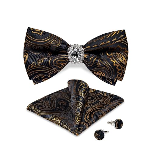 Herren-Krawatten- und Manschettenknöpfe-Set, hochwertige Seidenkrawatte mit Einstecktuch und Manschettenknöpfen, elegantes Herren-Accessoire-Geschenkset for formelle Hochzeiten und Business, klassisch von KCHYCV
