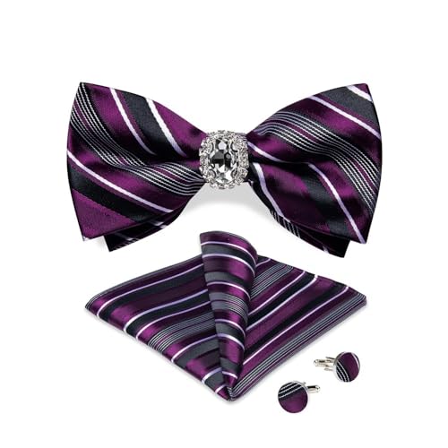 Herren-Krawatten- und Manschettenknöpfe-Set, hochwertige Seidenkrawatte mit Einstecktuch und Manschettenknöpfen, elegantes Herren-Accessoire-Geschenkset for formelle Hochzeiten und Business, klassisch von KCHYCV