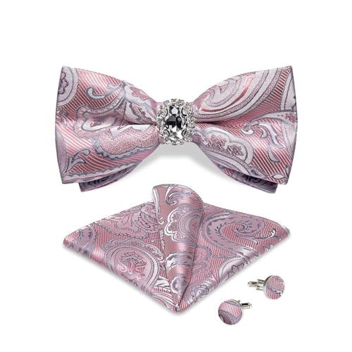 Herren-Krawatten- und Manschettenknöpfe-Set, hochwertige Seidenkrawatte mit Einstecktuch und Manschettenknöpfen, elegantes Herren-Accessoire-Geschenkset for formelle Hochzeiten und Business, klassisch von KCHYCV