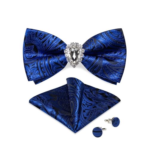 KCHYCV Men's Tie & Cufflinks Set Premium Silk Tie with Pocket Square & Cufflinks Elegant Mens Accessories Gift Set for Formal Weddings & Business Classic Design with Patterns(LH-0165-JZ0013) von KCHYCV