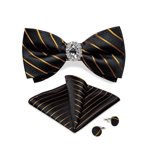 Herren-Krawatten- und Manschettenknöpfe-Set, hochwertige Seidenkrawatte mit Einstecktuch und Manschettenknöpfen, elegantes Herren-Accessoire-Geschenkset for formelle Hochzeiten und Business, klassisch von KCHYCV