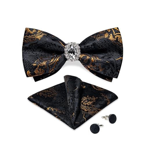 Herren-Krawatten- und Manschettenknöpfe-Set, hochwertige Seidenkrawatte mit Einstecktuch und Manschettenknöpfen, elegantes Herren-Accessoire-Geschenkset for formelle Hochzeiten und Business, klassisch von KCHYCV