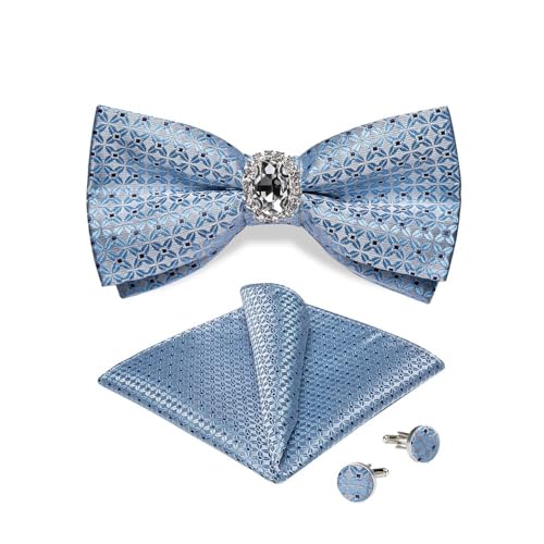 Herren-Krawatten- und Manschettenknöpfe-Set, hochwertige Seidenkrawatte mit Einstecktuch und Manschettenknöpfen, elegantes Herren-Accessoire-Geschenkset for formelle Hochzeiten und Business, klassisch von KCHYCV
