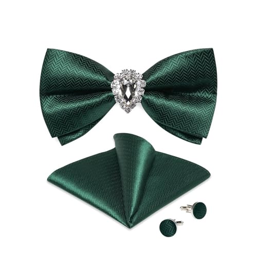 KCHYCV Men's Tie & Cufflinks Set Premium Silk Tie with Pocket Square & Cufflinks Elegant Mens Accessories Gift Set for Formal Weddings & Business Classic Design with Patterns(LH-0169-JZ0013) von KCHYCV