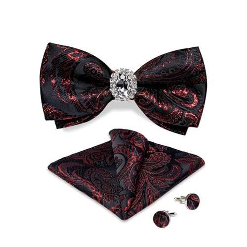 KCHYCV Men's Tie & Cufflinks Set Premium Silk Tie with Pocket Square & Cufflinks Elegant Mens Accessories Gift Set for Formal Weddings & Business Classic Design with Patterns(LH-0169-JZ0015) von KCHYCV