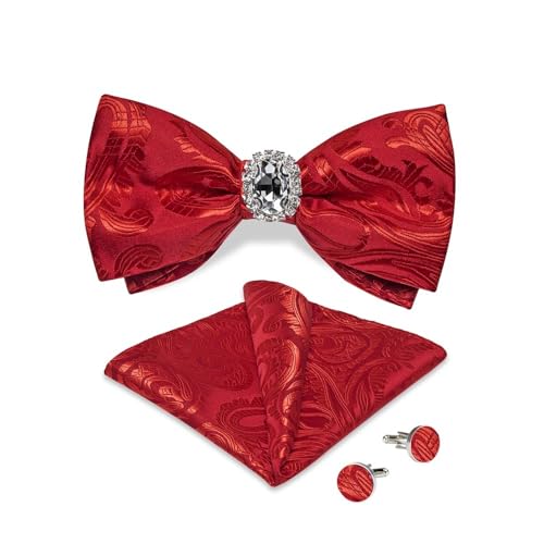 Herren-Krawatten- und Manschettenknöpfe-Set, hochwertige Seidenkrawatte mit Einstecktuch und Manschettenknöpfen, elegantes Herren-Accessoire-Geschenkset for formelle Hochzeiten und Business, klassisch von KCHYCV