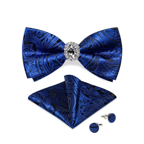 Herren-Krawatten- und Manschettenknöpfe-Set, hochwertige Seidenkrawatte mit Einstecktuch und Manschettenknöpfen, elegantes Herren-Accessoire-Geschenkset for formelle Hochzeiten und Business, klassisch von KCHYCV