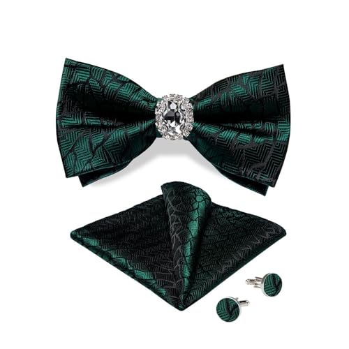 Herren-Krawatten- und Manschettenknöpfe-Set, hochwertige Seidenkrawatte mit Einstecktuch und Manschettenknöpfen, elegantes Herren-Accessoire-Geschenkset for formelle Hochzeiten und Business, klassisch von KCHYCV