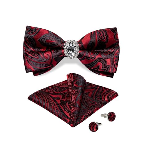 Herren-Krawatten- und Manschettenknöpfe-Set, hochwertige Seidenkrawatte mit Einstecktuch und Manschettenknöpfen, elegantes Herren-Accessoire-Geschenkset for formelle Hochzeiten und Business, klassisch von KCHYCV