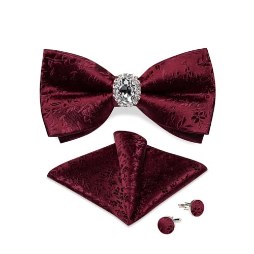 Herren-Krawatten- und Manschettenknöpfe-Set, hochwertige Seidenkrawatte mit Einstecktuch und Manschettenknöpfen, elegantes Herren-Accessoire-Geschenkset for formelle Hochzeiten und Business, klassisch von KCHYCV