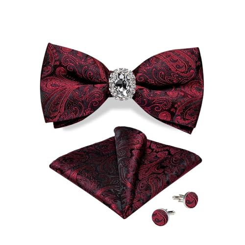 Herren-Krawatten- und Manschettenknöpfe-Set, hochwertige Seidenkrawatte mit Einstecktuch und Manschettenknöpfen, elegantes Herren-Accessoire-Geschenkset for formelle Hochzeiten und Business, klassisch von KCHYCV