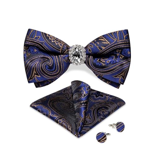 Herren-Krawatten- und Manschettenknöpfe-Set, hochwertige Seidenkrawatte mit Einstecktuch und Manschettenknöpfen, elegantes Herren-Accessoire-Geschenkset for formelle Hochzeiten und Business, klassisch von KCHYCV