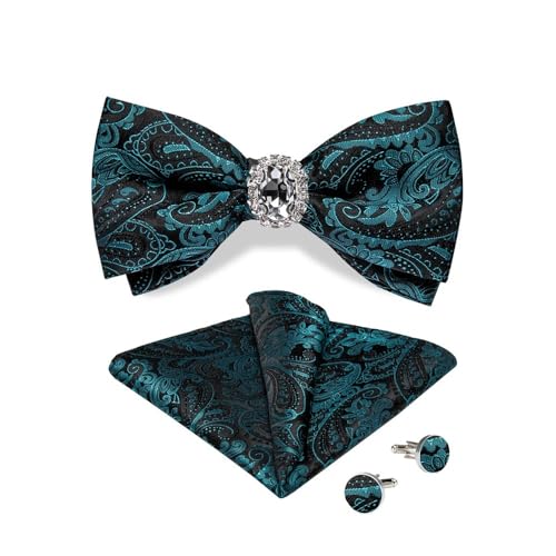 Herren-Krawatten- und Manschettenknöpfe-Set, hochwertige Seidenkrawatte mit Einstecktuch und Manschettenknöpfen, elegantes Herren-Accessoire-Geschenkset for formelle Hochzeiten und Business, klassisch von KCHYCV