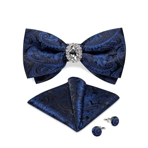 Herren-Krawatten- und Manschettenknöpfe-Set, hochwertige Seidenkrawatte mit Einstecktuch und Manschettenknöpfen, elegantes Herren-Accessoire-Geschenkset for formelle Hochzeiten und Business, klassisch von KCHYCV