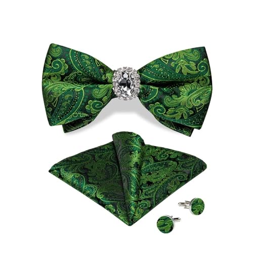 Herren-Krawatten- und Manschettenknöpfe-Set, hochwertige Seidenkrawatte mit Einstecktuch und Manschettenknöpfen, elegantes Herren-Accessoire-Geschenkset for formelle Hochzeiten und Business, klassisch von KCHYCV