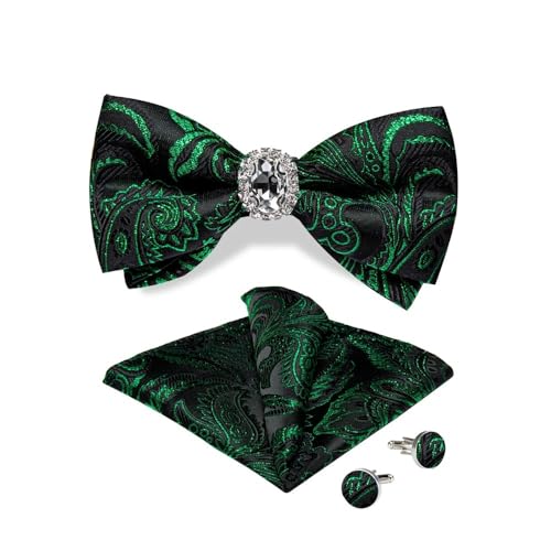 Herren-Krawatten- und Manschettenknöpfe-Set, hochwertige Seidenkrawatte mit Einstecktuch und Manschettenknöpfen, elegantes Herren-Accessoire-Geschenkset for formelle Hochzeiten und Business, klassisch von KCHYCV