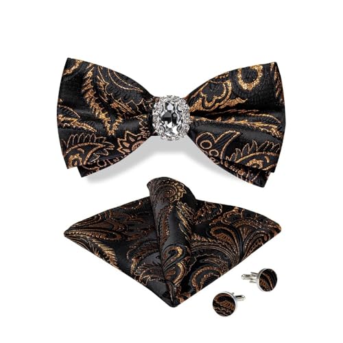 Herren-Krawatten- und Manschettenknöpfe-Set, hochwertige Seidenkrawatte mit Einstecktuch und Manschettenknöpfen, elegantes Herren-Accessoire-Geschenkset for formelle Hochzeiten und Business, klassisch von KCHYCV