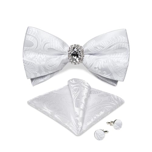 Herren-Krawatten- und Manschettenknöpfe-Set, hochwertige Seidenkrawatte mit Einstecktuch und Manschettenknöpfen, elegantes Herren-Accessoire-Geschenkset for formelle Hochzeiten und Business, klassisch von KCHYCV