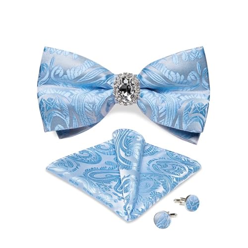 Herren-Krawatten- und Manschettenknöpfe-Set, hochwertige Seidenkrawatte mit Einstecktuch und Manschettenknöpfen, elegantes Herren-Accessoire-Geschenkset for formelle Hochzeiten und Business, klassisch von KCHYCV