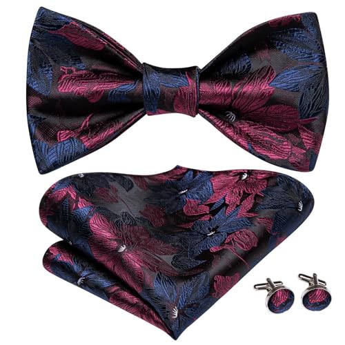 KCHYCV Men's Tie & Cufflinks Set Premium Silk Tie with Pocket Square & Cufflinks Elegant Mens Accessories Gift Set for Formal Weddings & Business Classic Design with Patterns(LH-2045) von KCHYCV