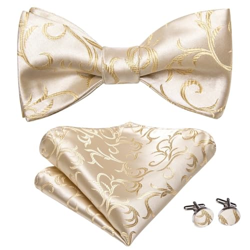 KCHYCV Men's Tie & Cufflinks Set Premium Silk Tie with Pocket Square & Cufflinks Elegant Mens Accessories Gift Set for Formal Weddings & Business Classic Design with Patterns(LH-2049) von KCHYCV