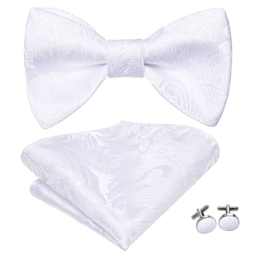 KCHYCV Men's Tie & Cufflinks Set Premium Silk Tie with Pocket Square & Cufflinks Elegant Mens Accessories Gift Set for Formal Weddings & Business Classic Design with Patterns(LH-2070) von KCHYCV