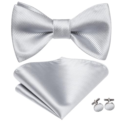 KCHYCV Men's Tie & Cufflinks Set Premium Silk Tie with Pocket Square & Cufflinks Elegant Mens Accessories Gift Set for Formal Weddings & Business Classic Design with Patterns(LH-2102) von KCHYCV