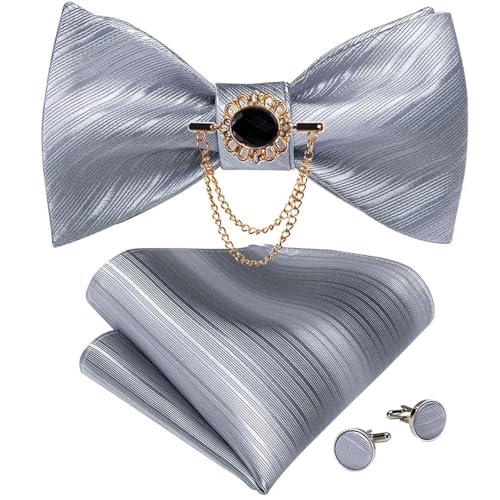 KCHYCV Men's Tie & Cufflinks Set Premium Silk Tie with Pocket Square & Cufflinks Elegant Mens Accessories Gift Set for Formal Weddings & Business Classic Design with Patterns(LH-3005 XZ-0009) von KCHYCV