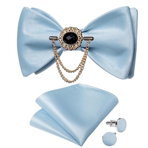 KCHYCV Men's Tie & Cufflinks Set Premium Silk Tie with Pocket Square & Cufflinks Elegant Mens Accessories Gift Set for Formal Weddings & Business Classic Design with Patterns(LH-3077 XZ-0009) von KCHYCV