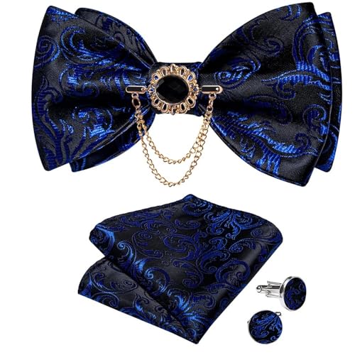 KCHYCV Men's Tie & Cufflinks Set Premium Silk Tie with Pocket Square & Cufflinks Elegant Mens Accessories Gift Set for Formal Weddings & Business Classic Design with Patterns(LH-3128 XZ-0009) von KCHYCV