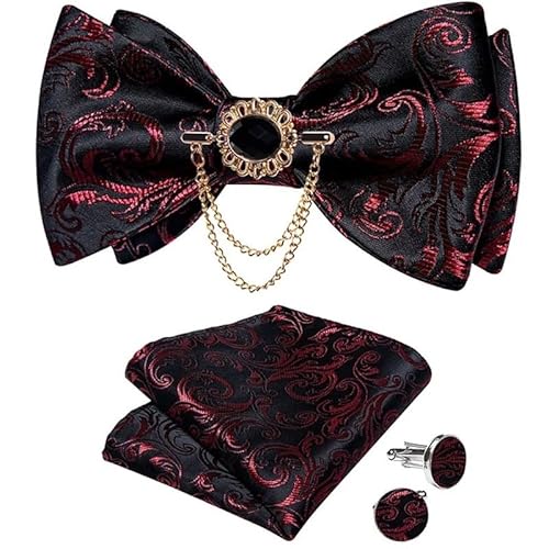 KCHYCV Men's Tie & Cufflinks Set Premium Silk Tie with Pocket Square & Cufflinks Elegant Mens Accessories Gift Set for Formal Weddings & Business Classic Design with Patterns(LH-3129 XZ-0009) von KCHYCV