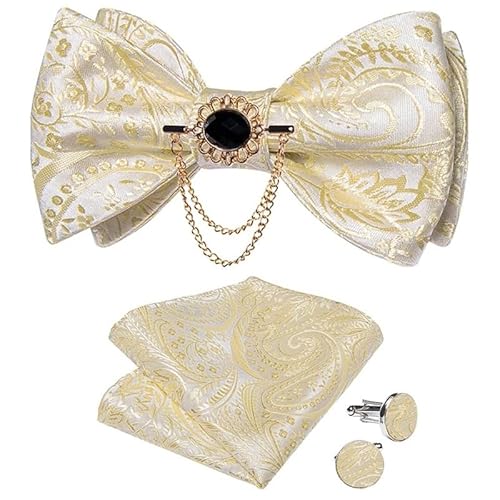 KCHYCV Men's Tie & Cufflinks Set Premium Silk Tie with Pocket Square & Cufflinks Elegant Mens Accessories Gift Set for Formal Weddings & Business Classic Design with Patterns(LH-3132 XZ-0009) von KCHYCV