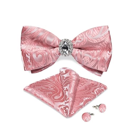 Herren-Krawatten- und Manschettenknöpfe-Set, hochwertige Seidenkrawatte mit Einstecktuch und Manschettenknöpfen, elegantes Herren-Accessoire-Geschenkset for formelle Hochzeiten und Business, klassisch von KCHYCV