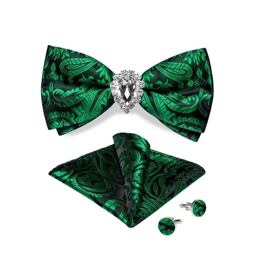 KCHYCV Men's Tie & Cufflinks Set Premium Silk Tie with Pocket Square & Cufflinks Elegant Mens Accessories Gift Set for Formal Weddings & Business Classic Design with Patterns(LH-7002-JZ0013) von KCHYCV