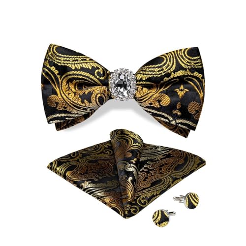Herren-Krawatten- und Manschettenknöpfe-Set, hochwertige Seidenkrawatte mit Einstecktuch und Manschettenknöpfen, elegantes Herren-Accessoire-Geschenkset for formelle Hochzeiten und Business, klassisch von KCHYCV