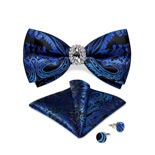Herren-Krawatten- und Manschettenknöpfe-Set, hochwertige Seidenkrawatte mit Einstecktuch und Manschettenknöpfen, elegantes Herren-Accessoire-Geschenkset for formelle Hochzeiten und Business, klassisch von KCHYCV