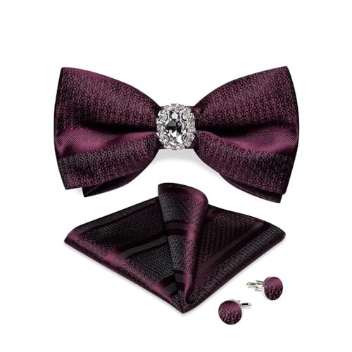 Herren-Krawatten- und Manschettenknöpfe-Set, hochwertige Seidenkrawatte mit Einstecktuch und Manschettenknöpfen, elegantes Herren-Accessoire-Geschenkset for formelle Hochzeiten und Business, klassisch von KCHYCV