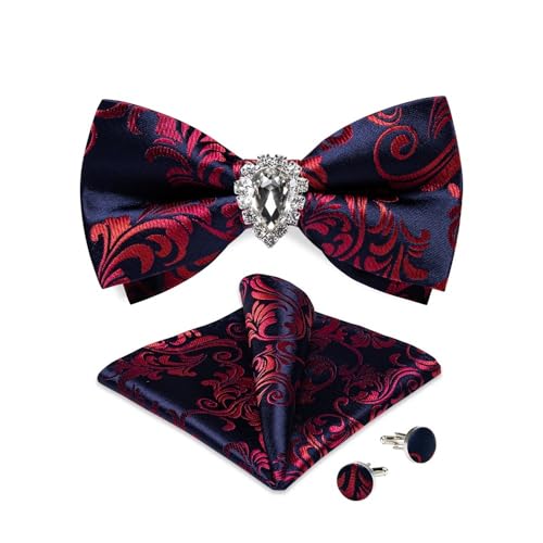 KCHYCV Men's Tie & Cufflinks Set Premium Silk Tie with Pocket Square & Cufflinks Elegant Mens Accessories Gift Set for Formal Weddings & Business Classic Design with Patterns(LH-7008-JZ0013) von KCHYCV