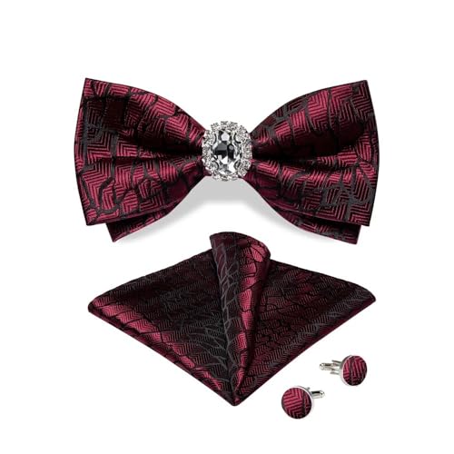 Herren-Krawatten- und Manschettenknöpfe-Set, hochwertige Seidenkrawatte mit Einstecktuch und Manschettenknöpfen, elegantes Herren-Accessoire-Geschenkset for formelle Hochzeiten und Business, klassisch von KCHYCV