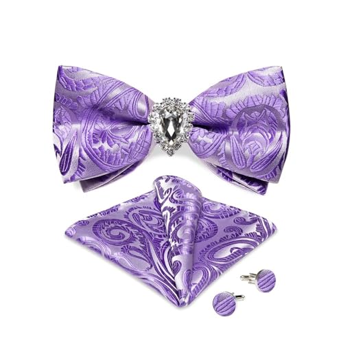 KCHYCV Men's Tie & Cufflinks Set Premium Silk Tie with Pocket Square & Cufflinks Elegant Mens Accessories Gift Set for Formal Weddings & Business Classic Design with Patterns(LH-7012-JZ0013) von KCHYCV