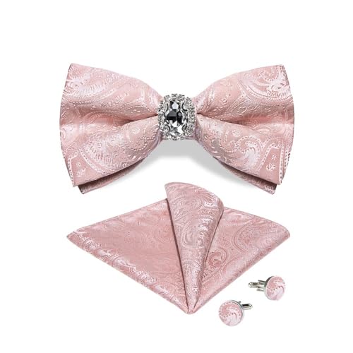 Herren-Krawatten- und Manschettenknöpfe-Set, hochwertige Seidenkrawatte mit Einstecktuch und Manschettenknöpfen, elegantes Herren-Accessoire-Geschenkset for formelle Hochzeiten und Business, klassisch von KCHYCV