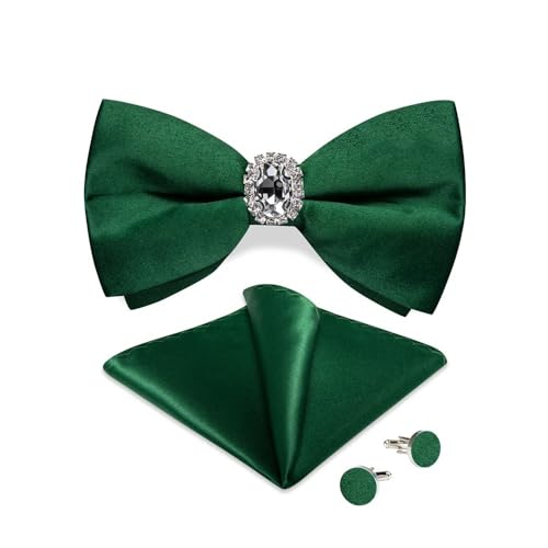 Herren-Krawatten- und Manschettenknöpfe-Set, hochwertige Seidenkrawatte mit Einstecktuch und Manschettenknöpfen, elegantes Herren-Accessoire-Geschenkset for formelle Hochzeiten und Business, klassisch von KCHYCV