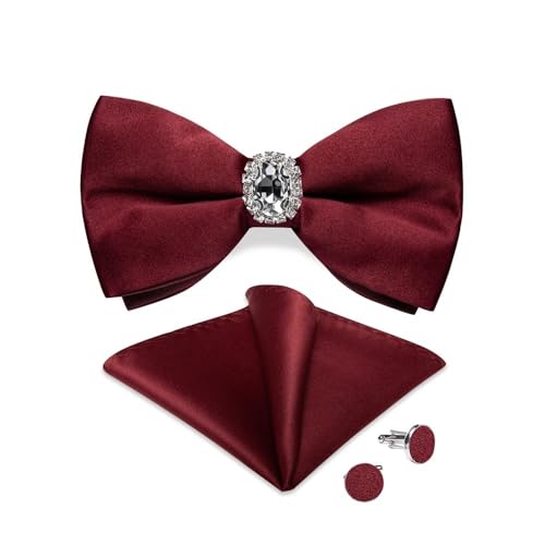 Herren-Krawatten- und Manschettenknöpfe-Set, hochwertige Seidenkrawatte mit Einstecktuch und Manschettenknöpfen, elegantes Herren-Accessoire-Geschenkset for formelle Hochzeiten und Business, klassisch von KCHYCV