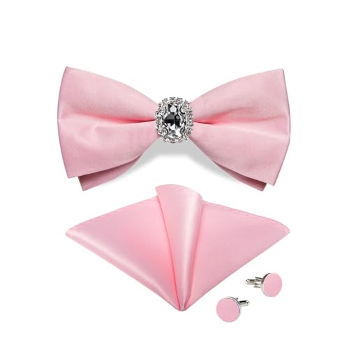 Herren-Krawatten- und Manschettenknöpfe-Set, hochwertige Seidenkrawatte mit Einstecktuch und Manschettenknöpfen, elegantes Herren-Accessoire-Geschenkset for formelle Hochzeiten und Business, klassisch von KCHYCV