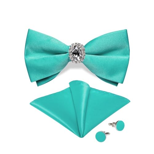 Herren-Krawatten- und Manschettenknöpfe-Set, hochwertige Seidenkrawatte mit Einstecktuch und Manschettenknöpfen, elegantes Herren-Accessoire-Geschenkset for formelle Hochzeiten und Business, klassisch von KCHYCV